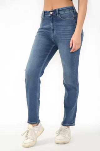 Damen Magic Shaping High Waisted Straight Leg Jeans in Blau