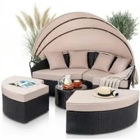 Mucola Gartenlounge-Set Sonneninsel 180CM Polyrattan Gartenmuschel Gartenliege Loungebett, (Stück, Exklusiv), Wasserabweisend