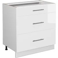 Vicco Unterschrank Fame-Line, Weiß Hochglanz/Weiß, 80 cm mit 3 Schubladen, ohne Arbe... (1-St)