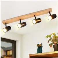 ZMH Deckenstrahler 4 Flammig Holz - Schwarz/Weiß Deckenlampe für Flur Schlafzimmer, Multiszenen-Einsatz, ohne Leuchtmittel