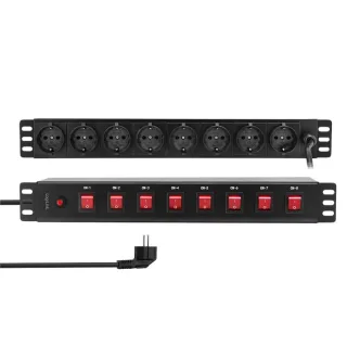 LOGILINK Steckdosenleiste PDU8D01, 8-fach, 19", einzeln schaltbar, schwarz