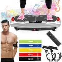 kehot Vibrationsplatte 4D Vibrationsplatte mit 3 Motoren–Profi Ganzkörpertraining für zuhause, 300 W, 120 Intensitätsstufen, (5 Programme, Bluetooth-Musik & Magnet-Massage, Einfache Bedienung), inkl. Trainingsbänder, Fernbedienung für effektives Heim