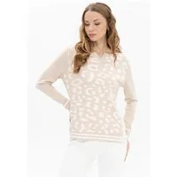 Passioni Strickpullover mit Leoprint und Streifen