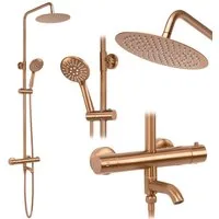 wohnwerk.idee Duscharmatur Duschsystem Dusche mit Thermostat Lungo Kupfer Matt