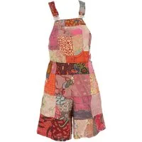 Guru-Shop Hose & Shorts Goa Shorts, kurze Patchwork Latzhose, upcycling.. alternative Bekleidung