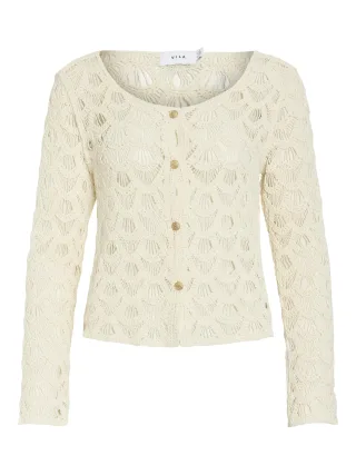 VILA - VIMODANSA O-NECK L/S CROCHET CARDIGAN Birch - Gr. - S