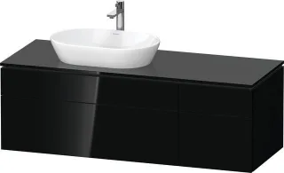 Duravit L-Cube Konsolenwaschtischunterbau wandhängend Schwarz Hochglanz 1420x550x482 mm - LC48770404 LC4877040400000