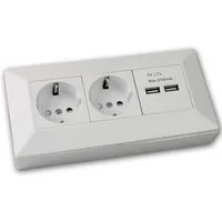 ChiliTec Aufputz-Steckdose 2-fach Aufbau-Steckdosenblock + 2x USB, weiß matt