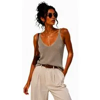 Worldclassca Stricktop Worldclassca Stricktop Ärmellos Basic Leicht Glitzer Tank Top Sommer Neue Kollektion - Stilvolle und gemütliche Sommer Mode für Damen