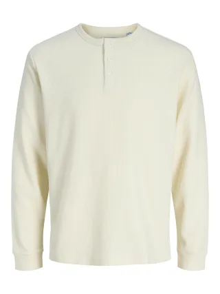 JACK&JONES - JJEDOVER HENLEY LS TEE SN Antique White - Gr. - S