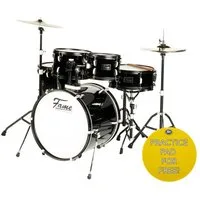 FAME Schlagzeug,FS20B First Step Studio Set Piano Black Komplettes Drum-Set 22" BassDrum Mischholz Kessel Inklusive Hardware Becken Ideal für Anfänger und Profis Stabiles Langlebiges Schlagzeug-Set", Schlagzeuge, Drum-Sets, Drum-Set, FS20B, Komplette