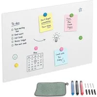 relaxdays Magnettafel Stahl beschreibbar, weiß, 50 x 30 cm