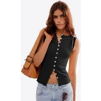 Imily Bela Strickweste Damen Knopf-Weste in kurz geschnitten (Packung, 1-tlg., 1per-Pack) figurumspielend