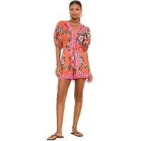 LIPSY Playsuit Lipsy Overall V-Ausschnitt, Puffärmel und Gürtel (1-tlg)