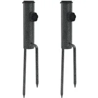 vidaXL Schirmhalter Schirmständer mit Erdspießen 2 Stk. 9x35 cm Verzinkter Stahl