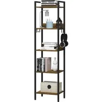 Woltu Standregal, mit 5 Ebenen, 4 Haken, Küchenregal Lagerregal im Industriestil