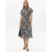 Passioni Hemdblusenkleid bedruckt mit gesmokter Tallie Sommerkleid mit Ornament Muster