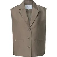 STREET ONE Kurzweste braun,Casual,Baumwolle,Unifarben,Reverskragen,Ärmellos,Regular Fit