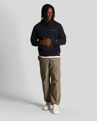 Lyle & Scott Herren-Hoodie mit Loopback-Stickerei in Marineblau