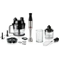 BOSCH Stabmixer ErgoMaster Serie 6 MSM6M8X1, 4 Klingen, Mixfuß Edelstahl, schwarz, 1200 W, Würfelschneider, Zerkleinerer, Schneebesen, 10 J Motorgarantie