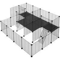 EUGAD Freigehege, für Kaninchen Meerschweinchen, 144,5x108x72cm Schwarz
