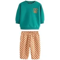 Next Sweatanzug Gemusterte Jogginghose und Sweatshirt im Set (2-tlg)