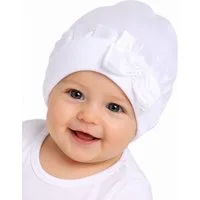 La Bortini Erstlingsmütze Babymütze mit Rüschen und Schleifchen Baby Mütze in Weiß elastisch, 32 34 36 38 40 42 44 46 48 50
