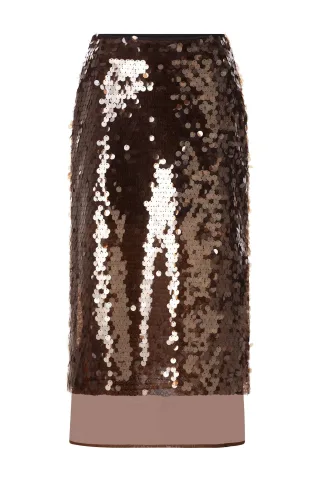 Rich & Royal - Sequin Midi Skirt golden moss - Gr. - 34