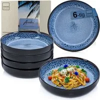 SÄNGER Teller Set Aruba, (6 St), Pastaschalen Set, Steingut, schwarz, Handmade, VALUE COLLECTION