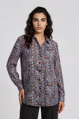 Milano Italy - shirt blouse 1/1 sleeve cinnamon print - Gr. - 38
