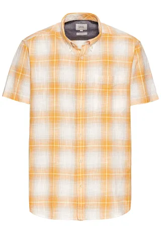 camel active - Kariertes Kurzarmhemd aus reiner Baumwolle sunflower - Gr. - M