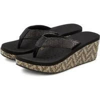 Venice Beach Sandale, Badeschuh, Sommerschuhe, Badelatsche, Flip Flop, Badeschlappe Badezehentrenner Zehentrenner mit geschmücktem Keilabsatz VEGAN