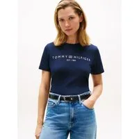 Tommy Hilfiger Kurzarmshirt REG CORP LOGO C-NK mit Logoschriftzug und Stickerei Baumwolle