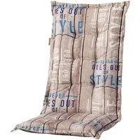 Madison Hochlehnerauflage C306 Gartenstuhl Auflagen Kissen Polster für Hochlehner braun blau, (1 Auflage, 1 St., 1 Auflage), für Hochlehner-Stühle UV-beständig inkl. Bindebänder und Halteband