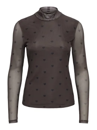 ONLY - ONLERICA MESH L/S TOP JRS NOOS Coffee Bean - Gr. - XS