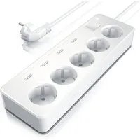 BEARWARE 5-Fach Steckdosenleiste mit 4 x USB Ladeports, 1,5m Kabel weiß Steckdosenleiste 5-fach (Ein- / Ausschalter, USB-Anschlüsse, Kindersicherung, Schutzkontaktstecker, Überspannungsschutz, Kabellänge 1,50 m), Typ F Mehrfachsteckdose, 5 Schuko-Ste
