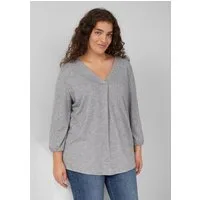 s.Oliver 3/4-Arm-Shirt T-Shirt Meliertes Shirt mit V-Ausschnitt und elastischen Ärmel-Bündchen