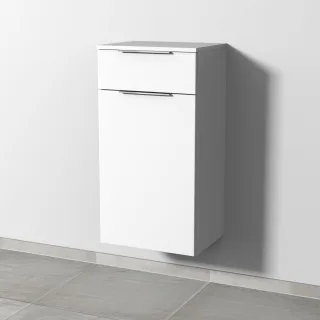 Sanipa 3way Mittelschrank mit 1 Auszug und 1 Wäschekorbklappe, Weiß-Soft, UM15443 UM15443
