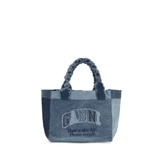Ganni Blaue Baumwoll-Schultertasche