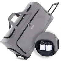 FERGÉ Reisetasche wasserabweisend Reisetasche mit Rollen groß Paris, Reisetasche mit Rollen und extra Schuhfach, Reisegepäck grau