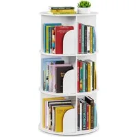 TUWENA Bücherregal Drehbares Bücherregal, 360° Holz-Eck Lagerregal, Aufbewahrungsregal, 2/3/4/5 Etagen Bücherorganisator für Wohnzimmer, Büro, Kinderzimmer