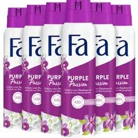 FA Deo-Spray Purple Passion, 6x 150 ml, Vorratspack, 6-tlg., hautfreundliche Formel, ohne Deo-Rückstände auf der Kleidung