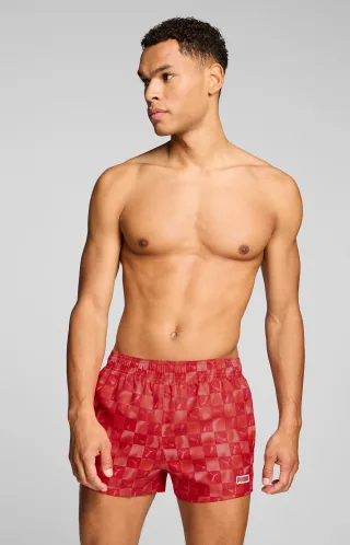PUMA Badeshorts "PUMA SWIM MEN PRINTED CAT SHORT SHORTS" mit Gummizug und seitlichen Taschen