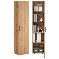 Bellamio Mehrzweckschrank Apol (Eichenoptik) schmaler Aktenschrank mit 2 Türen & 5 Fächern, robust & kratzfest