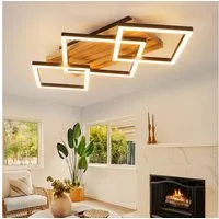 ZMH LED Deckenleuchte Schwarzes Holz, 31W, dimmbar per Fernbedienung, drehbar, LED fest integriert, 10%-100% dimmbar, Memory-Funktion, für Wohnzimmer & Schlafzimmer