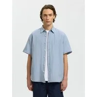 Selected Kurzarmhemd SLHREGCLAY LINENBLEND SS SHIRT CLA NOOS Materialmix, regular fit