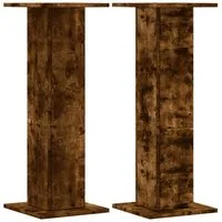 vidaXL Lautsprecherständer Lautsprecherständer 2Stk. Räuchereiche 30x30x80cm Holzwerkstoff, (2-tlg)