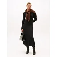 Tommy Hilfiger A-Linien-Kleid 5X2 RIB FLARE MIDI DRESS LS in gerippter Struktur und mit ausgestellter Form