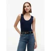 Tommy Hilfiger Tanktop GOLD BUTTON U-NK TANK Viskosemischung, goldfarbene Knöpfe