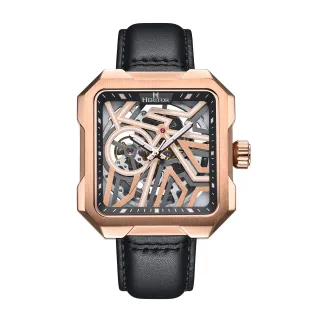 Montre squelette automatique Campbell avec bracelet en cuir Heritor